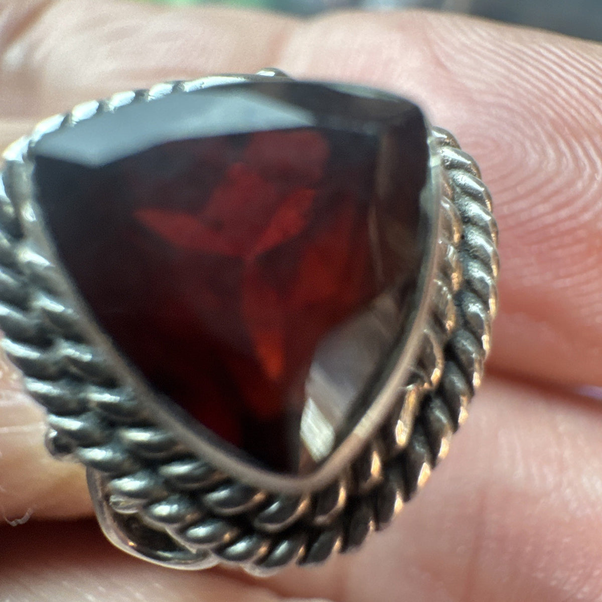 Garnet 925 Sterling Silver Ring Size J 5