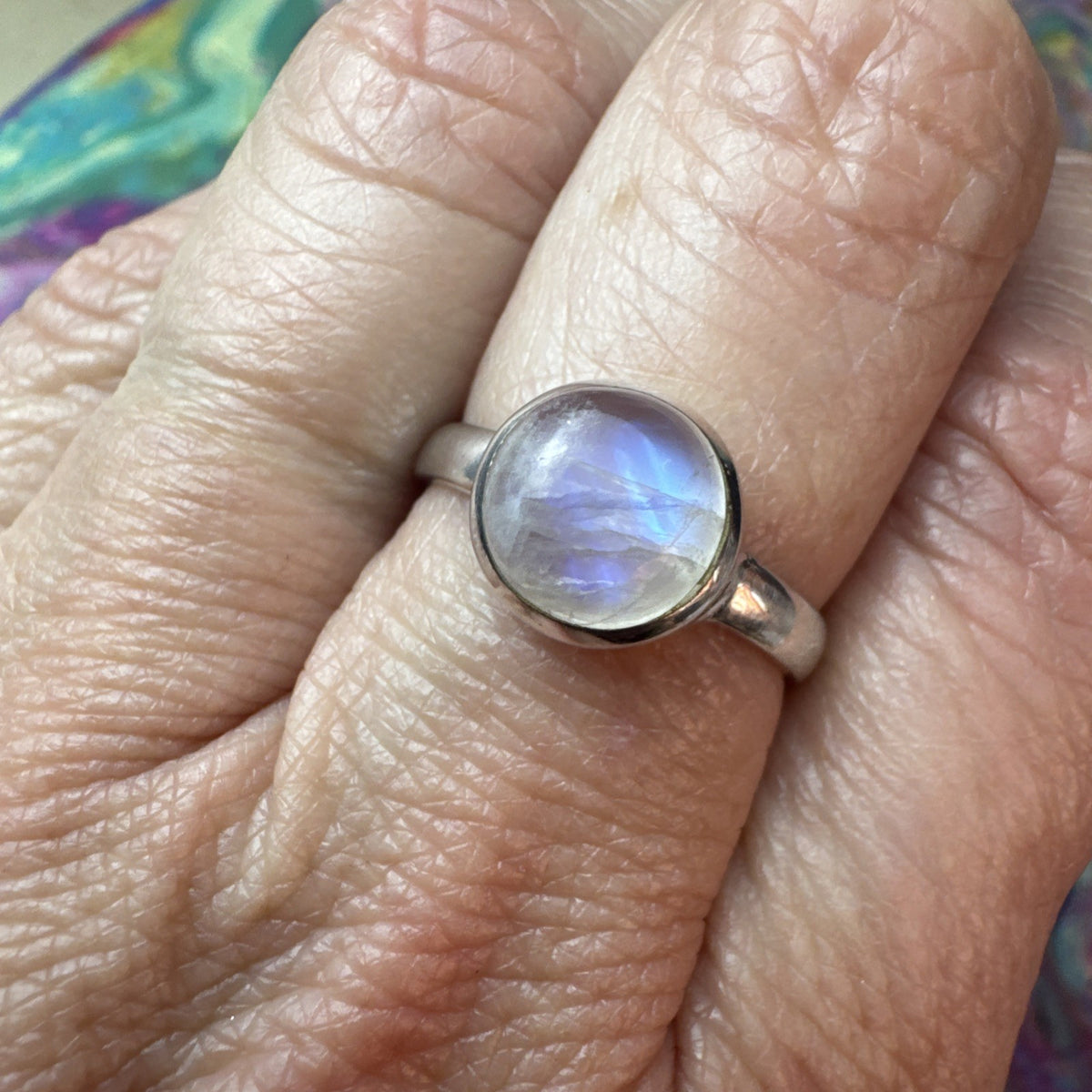 Blue Moonstone  925 Sterling Silver Ring Size Q 8.5
