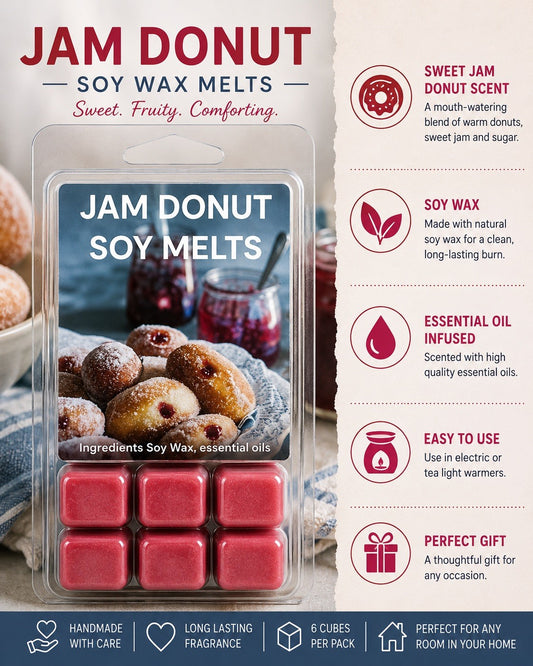 Jam Donut Soy Wax Melts  Handmade Scented | Long Lasting Fragrance