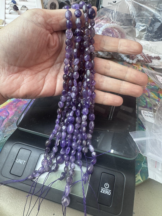 Natural Amethyst Tumble Bead Strand – 16 Inch