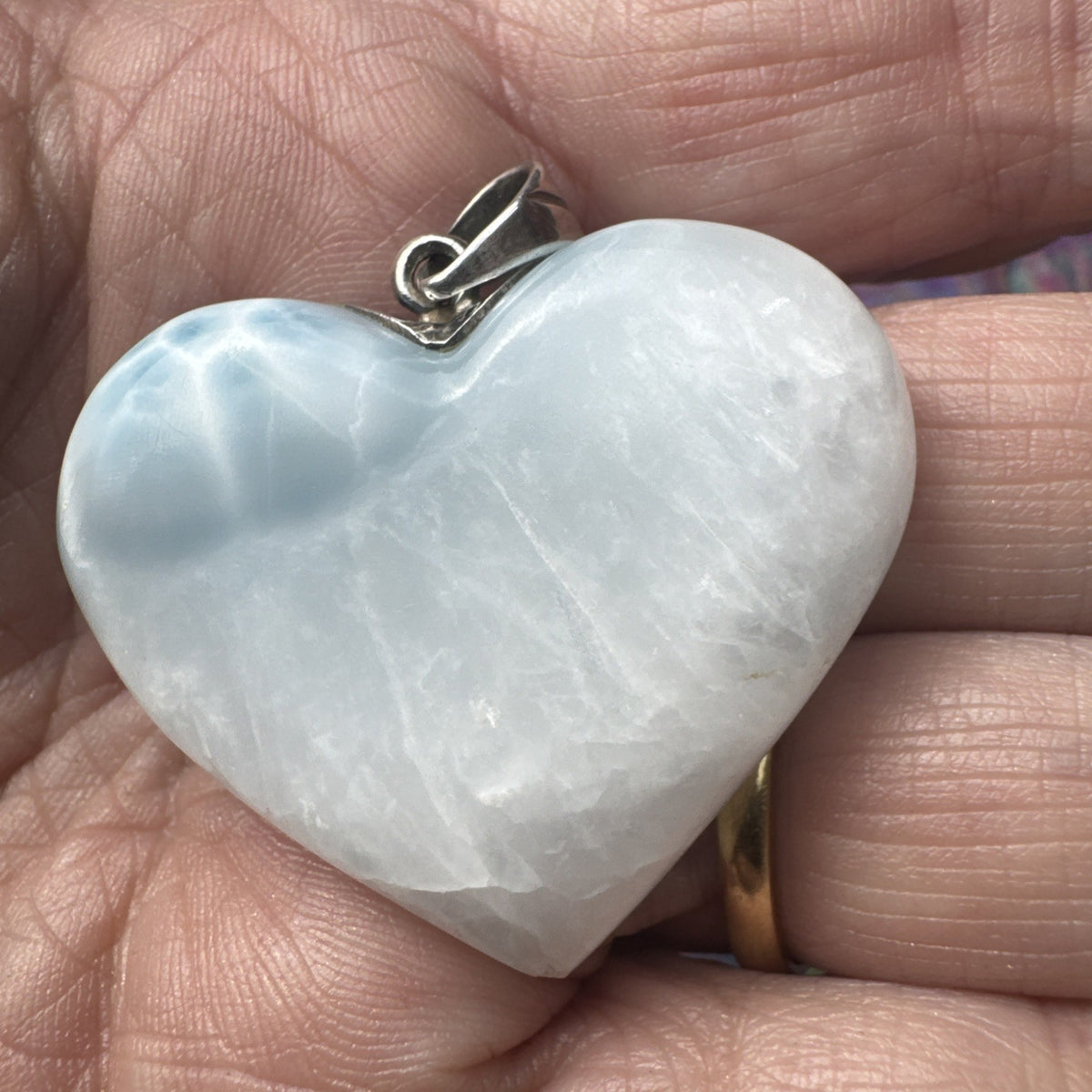 25 Gram 925 Silver Larimar Heart Pendant Handmade In  the Dominican Republic