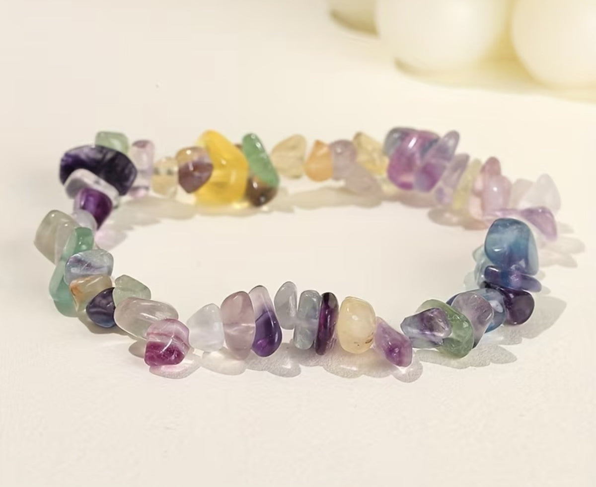 Rainbow Flourite Chip Bracelet