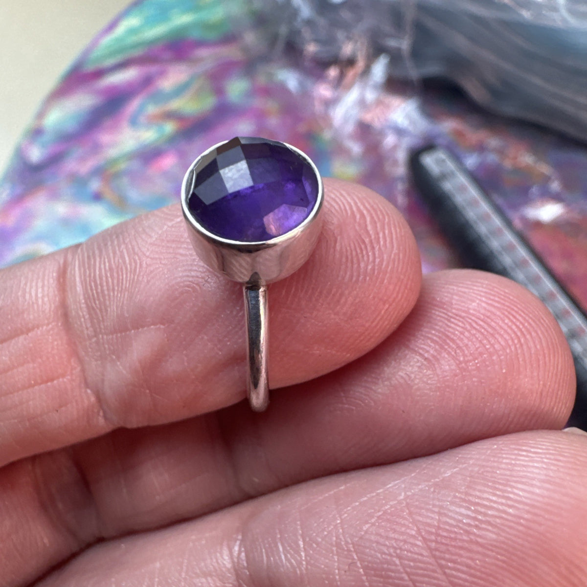 Amethyst 925 Sterling Silver Ring Size J 4.75