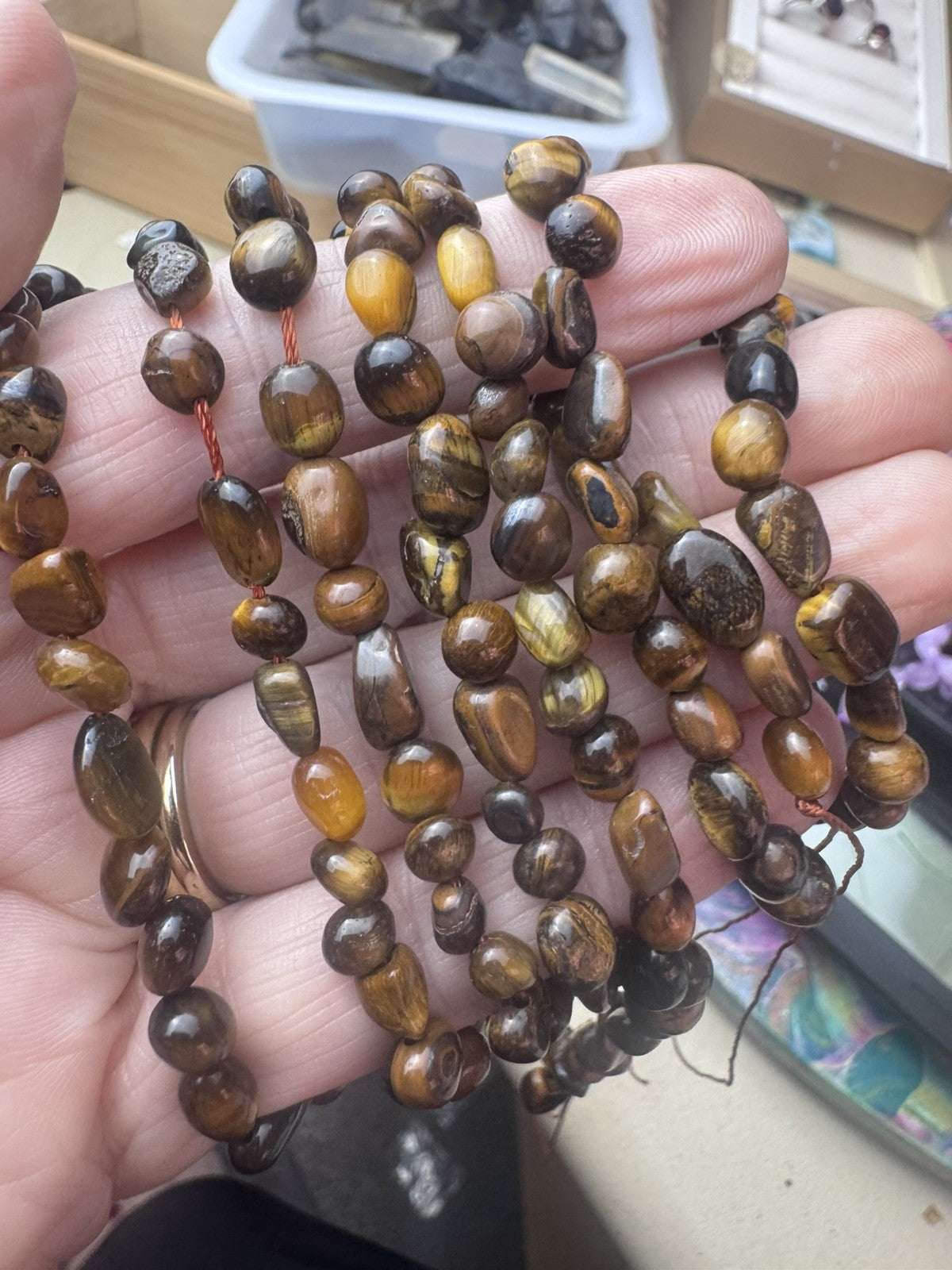 Natural tigers eye Tumble Bead Strand – 16 Inch