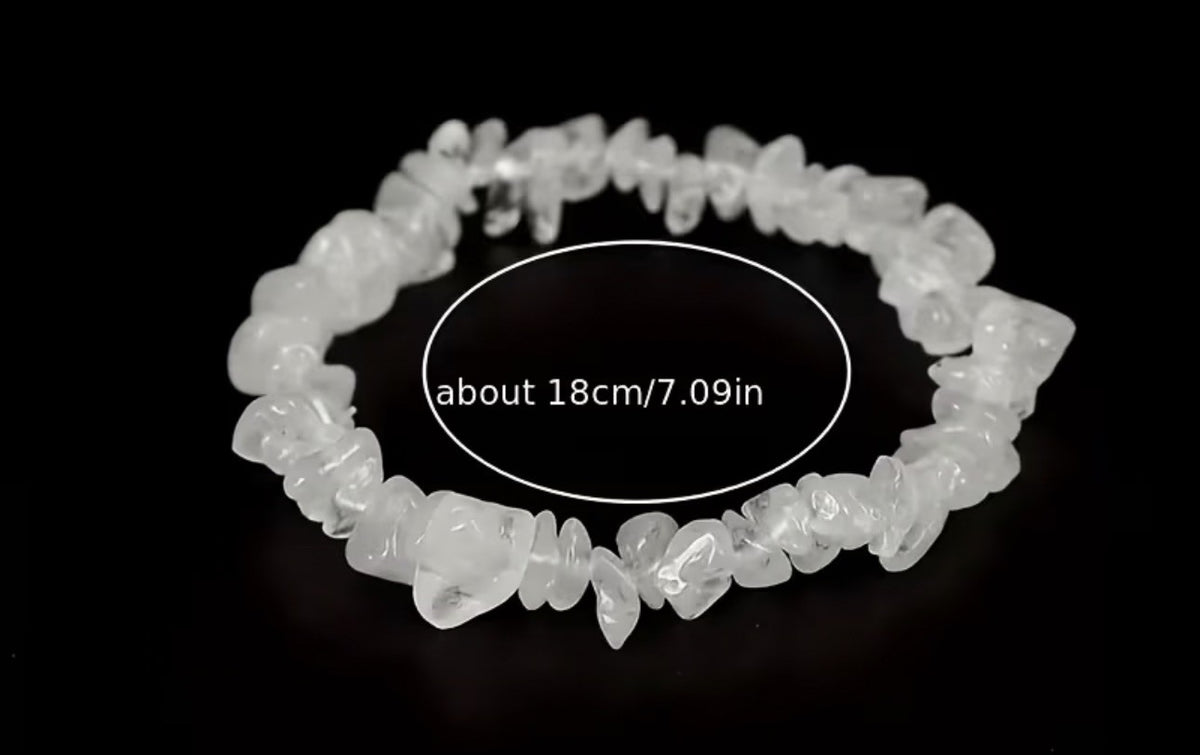 Clear Quartz Chips Stretch Healing Power Bracelet Clarity Gemstone Crystal Bead