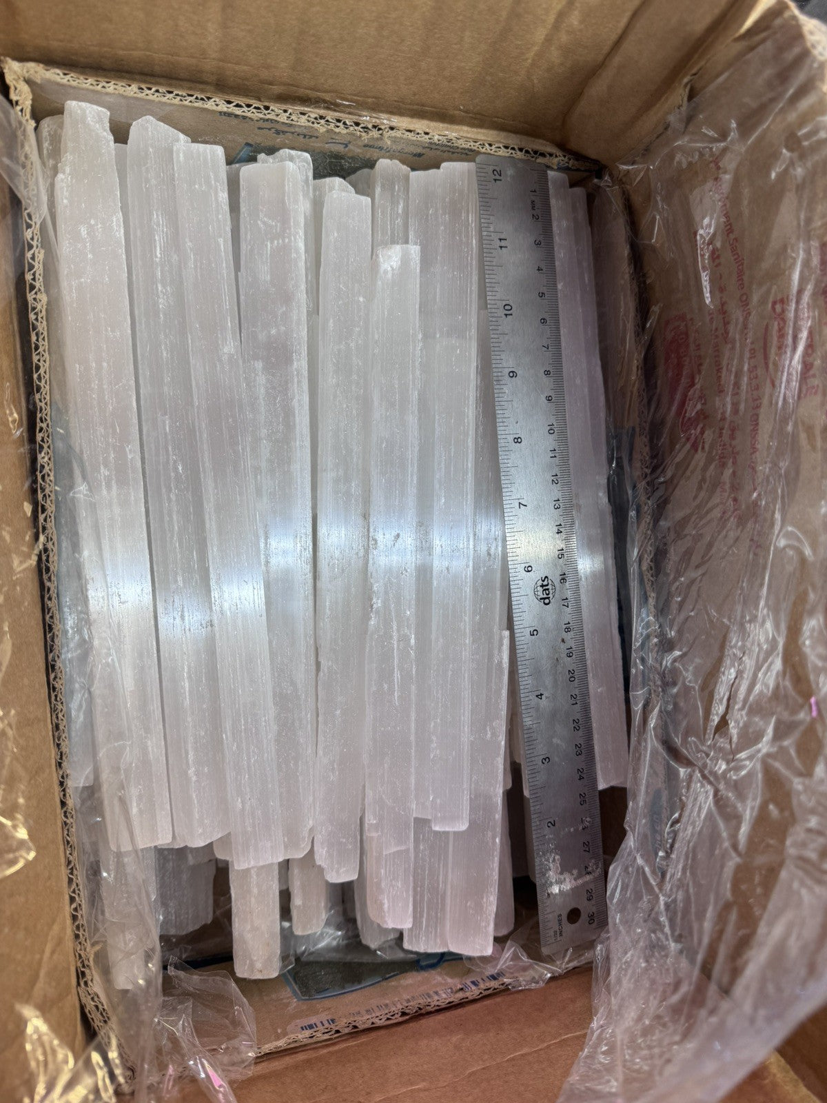 9.5 Sealed Box of Selenite Rods 25cm Large