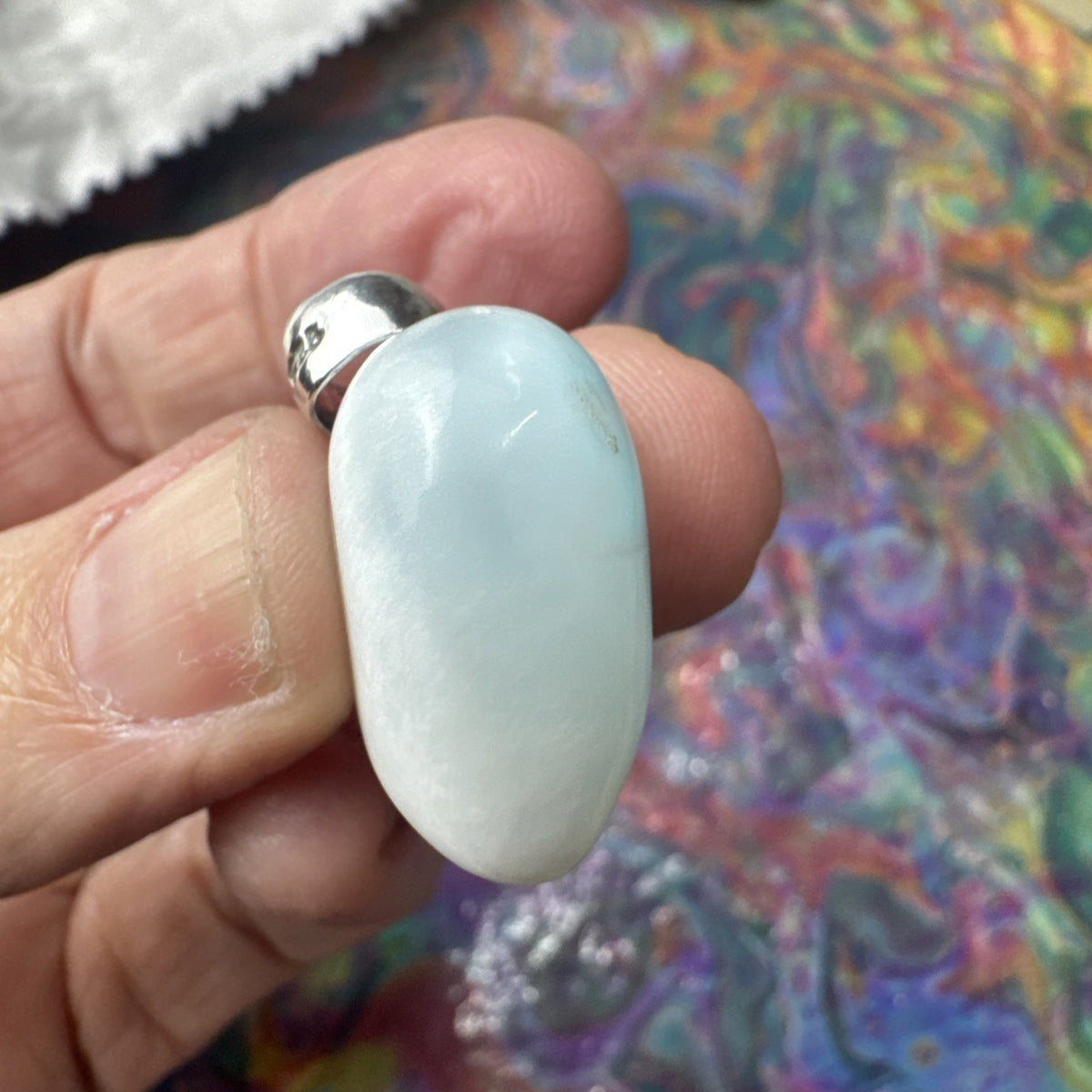 14 Gram 925 Silver Larimar Heart Pendant Handmade In  the Dominican Republic