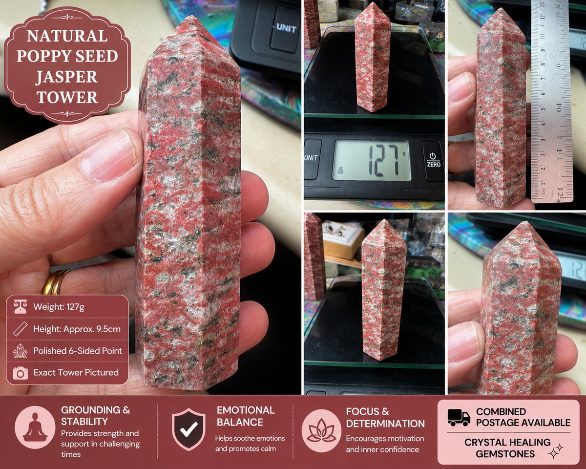Poppy Seed Jasper Crystal Tower 127g Natural  Polished Stone reiki meditation