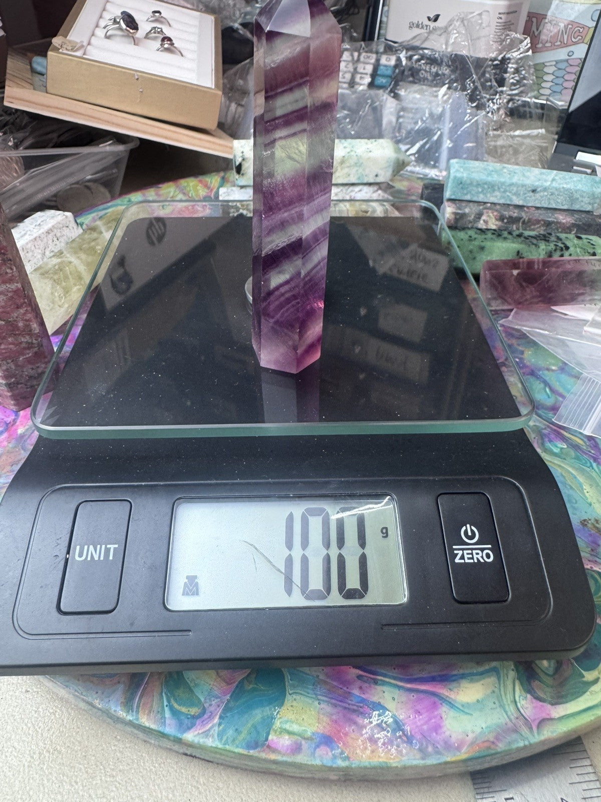 Natural Purple Fluorite Tower – 100g  Polished Stone reiki meditation