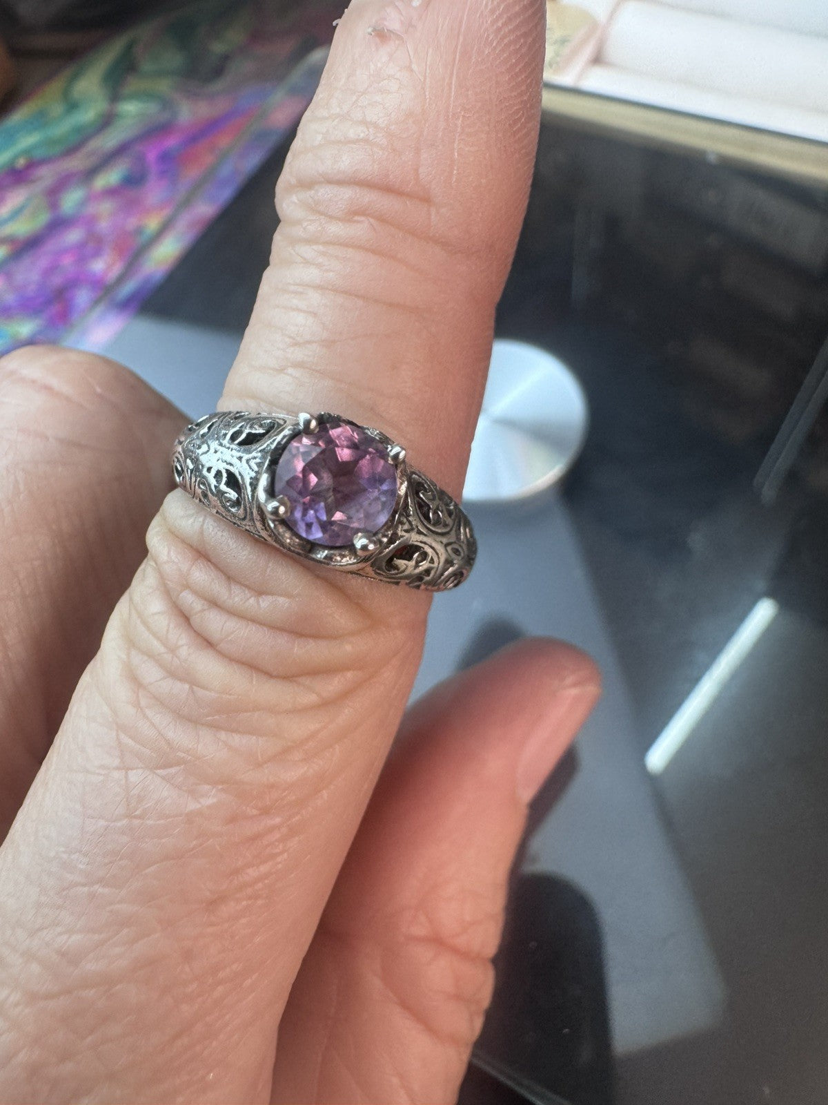 Size 8 Natural Amethyst Ring 925 silver P.5