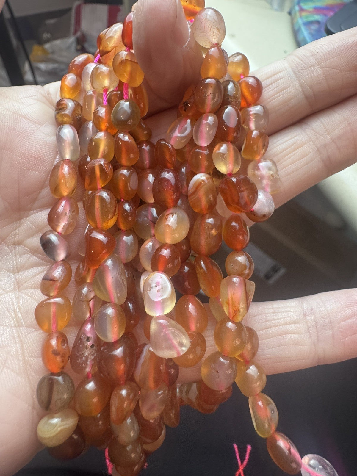 Natural Red Agate Gemstone Bead Strand – 16 Inch