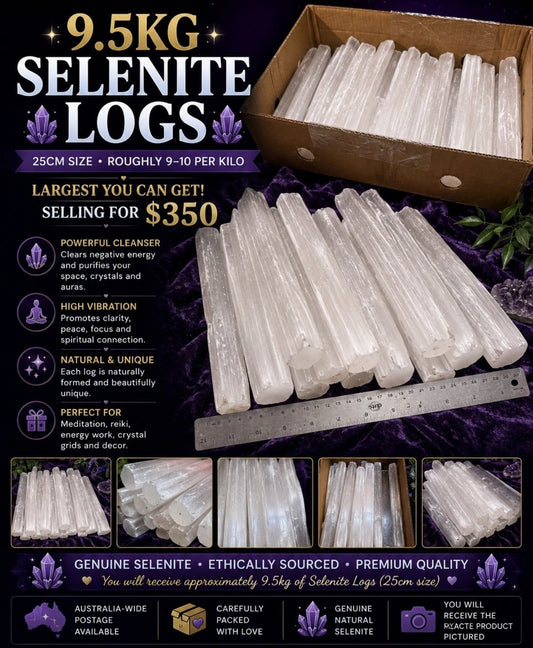 9.5 Sealed Box of Selenite Rods 25cm Large