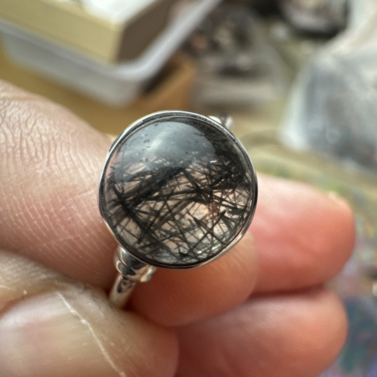 Tormalised Quartz 925 Sterling Silver Ring Size K 5.5