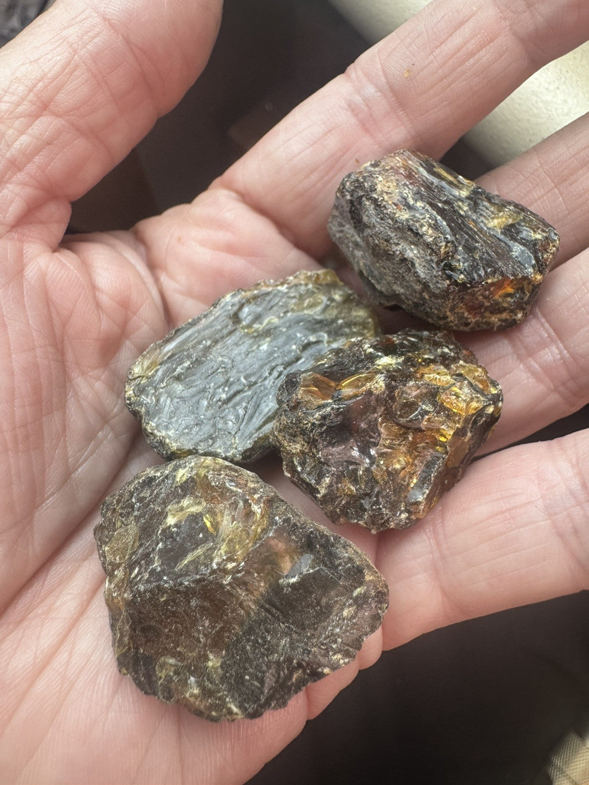 Black Amber  29 Grams  4 peices Rough lot