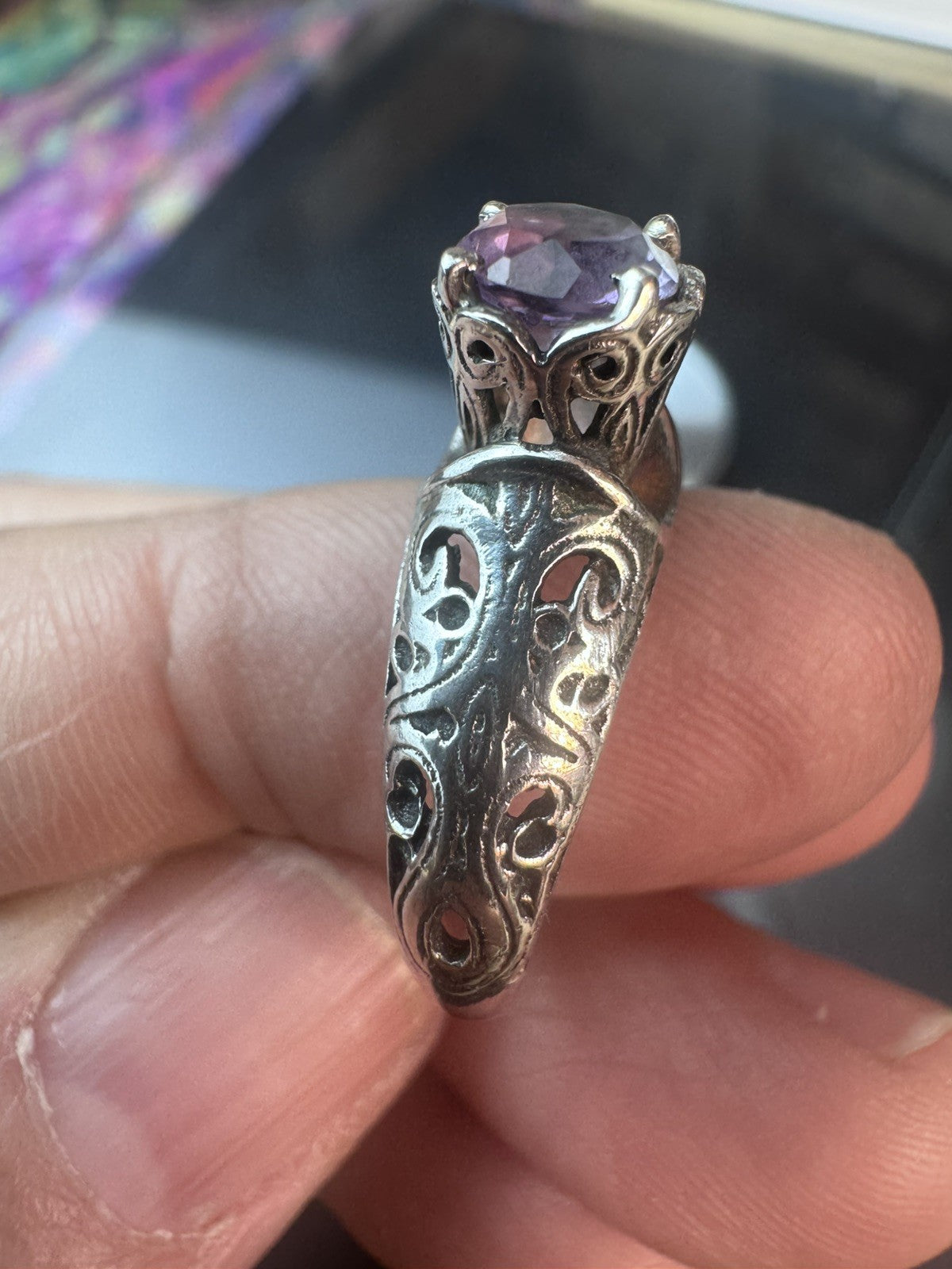 Size 8 Natural Amethyst Ring 925 silver P.5