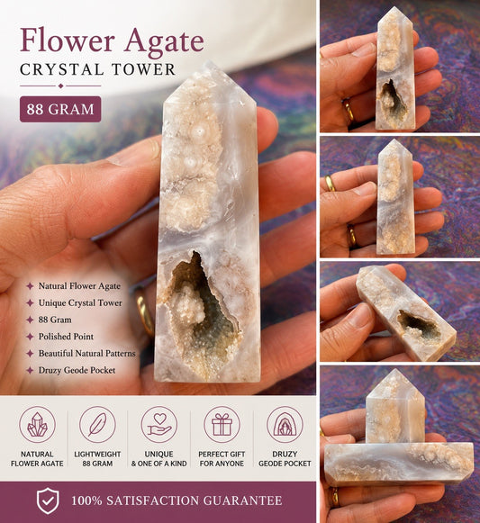 88 gram Flower Agate Crystal Tower