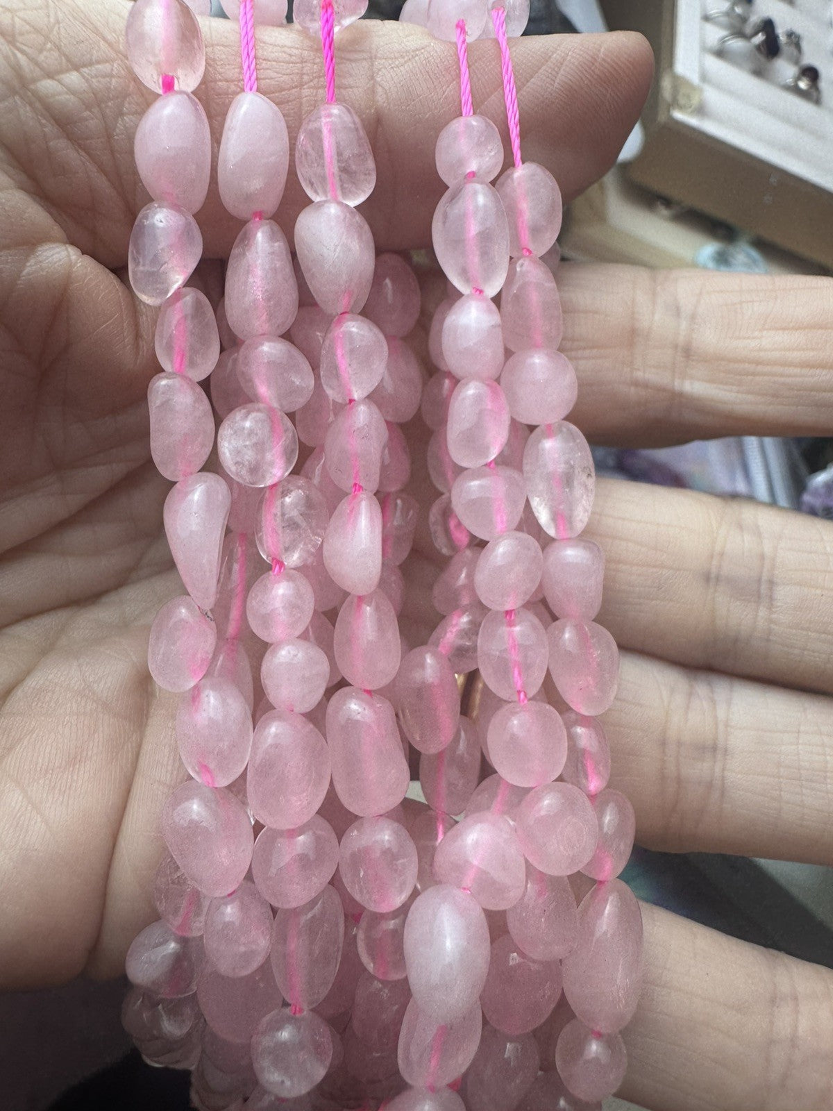 Natural Rose Quartz Gemstone Bead Strand