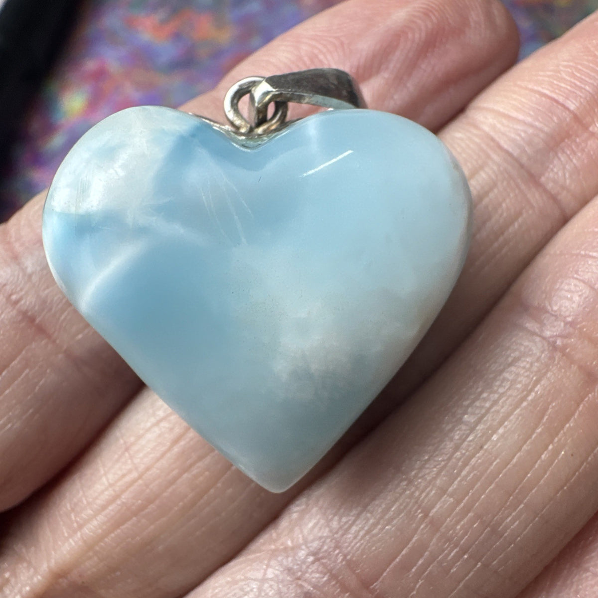 15 Gram 925 Silver Larimar Heart Pendant Handmade In  the Dominican Republic