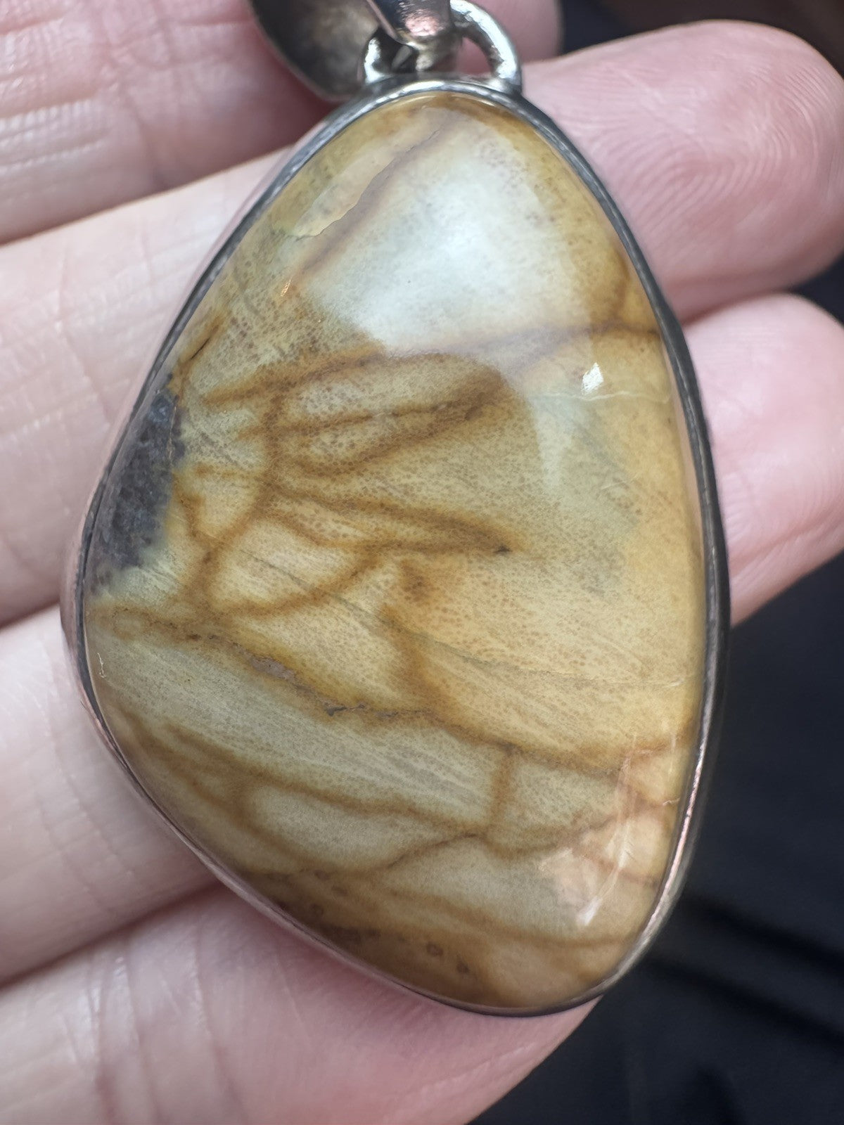 925 solid Beautiful Picture Jasper Sterling Silver Pendant