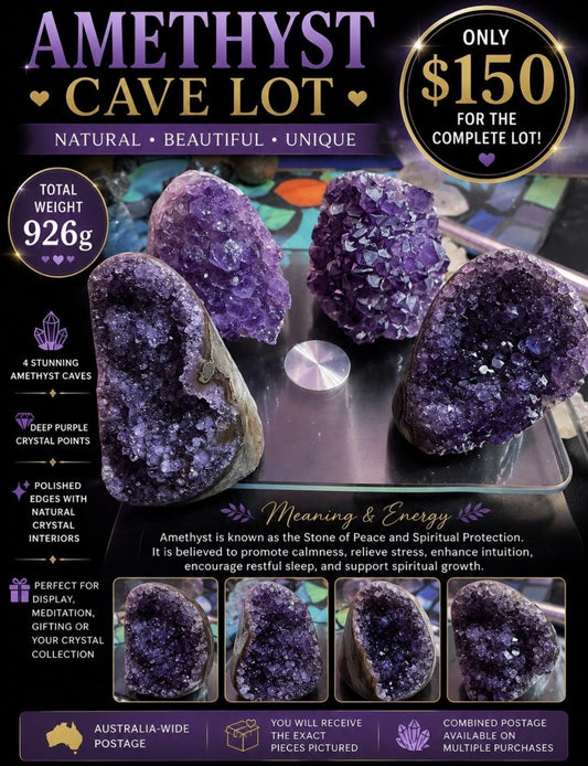 Amethyst Cave Lot 926 Grams 4 Peices