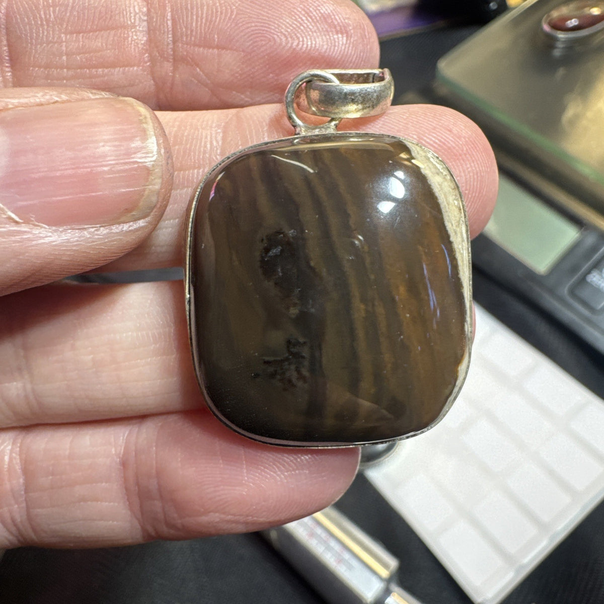 Gemstone Pendant Lot 103 Grams 925 Silver Plated stamped
