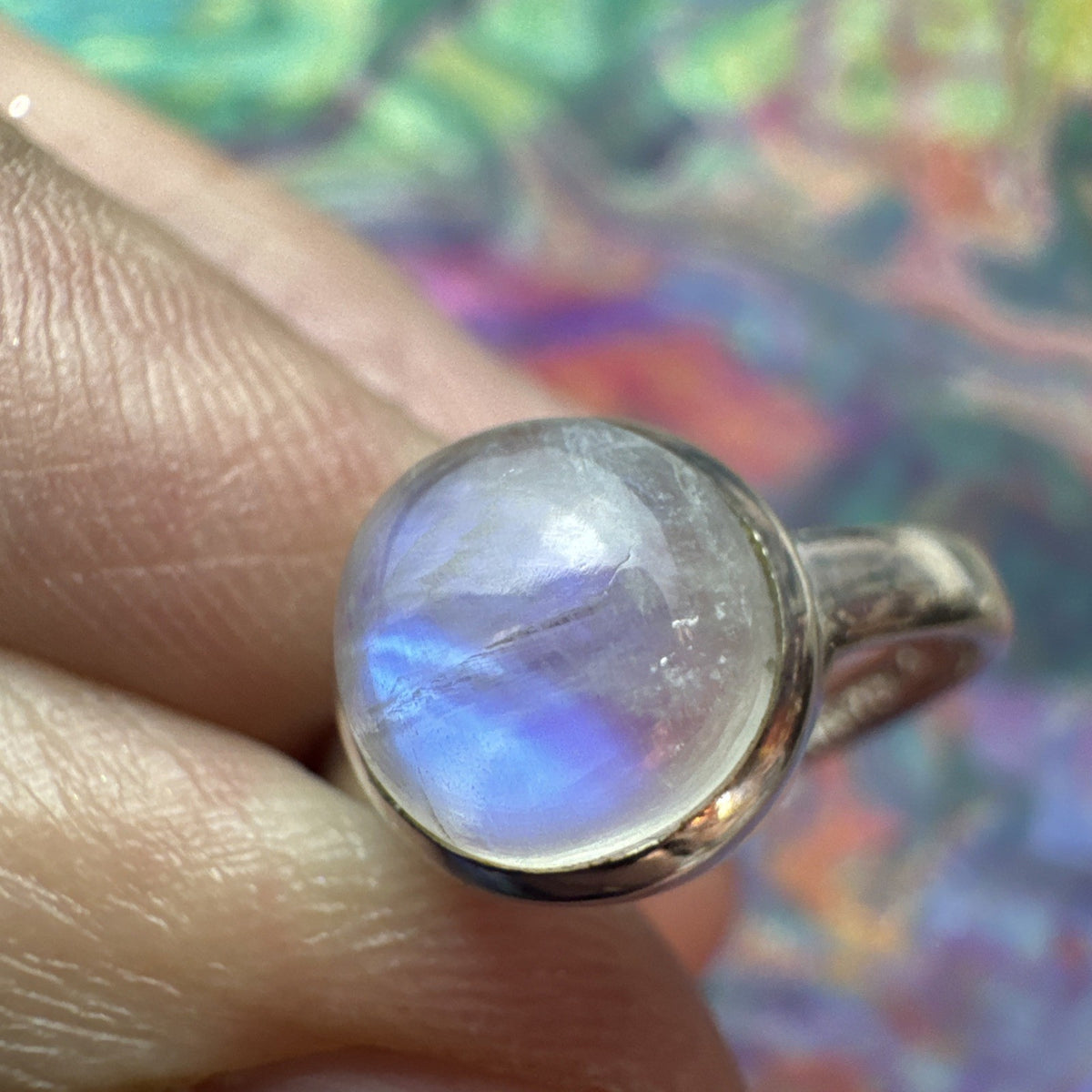 Blue Moonstone  925 Sterling Silver Ring Size Q 8.5