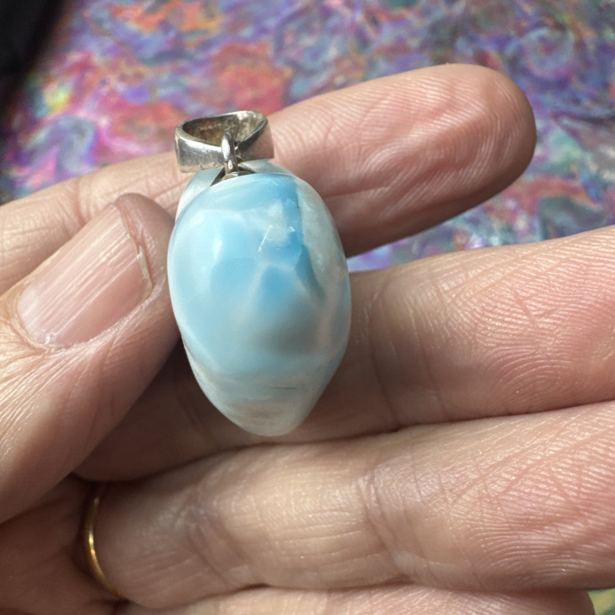 15 Gram 925 Silver Larimar Heart Pendant Handmade In  the Dominican Republic