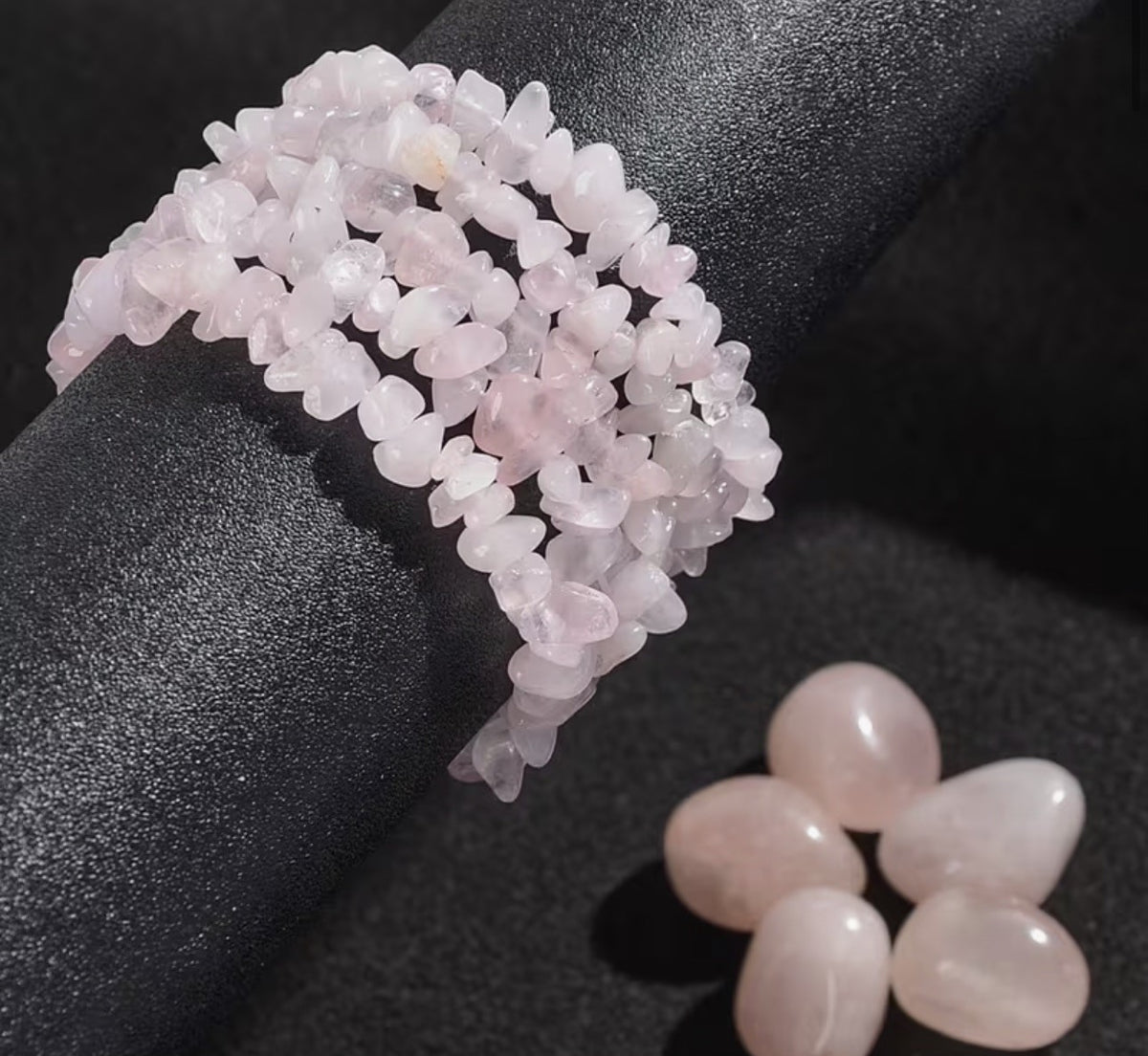 Natural Rose Quartz Chip Bracelet – Stretch Crystal Bracelet 18cm