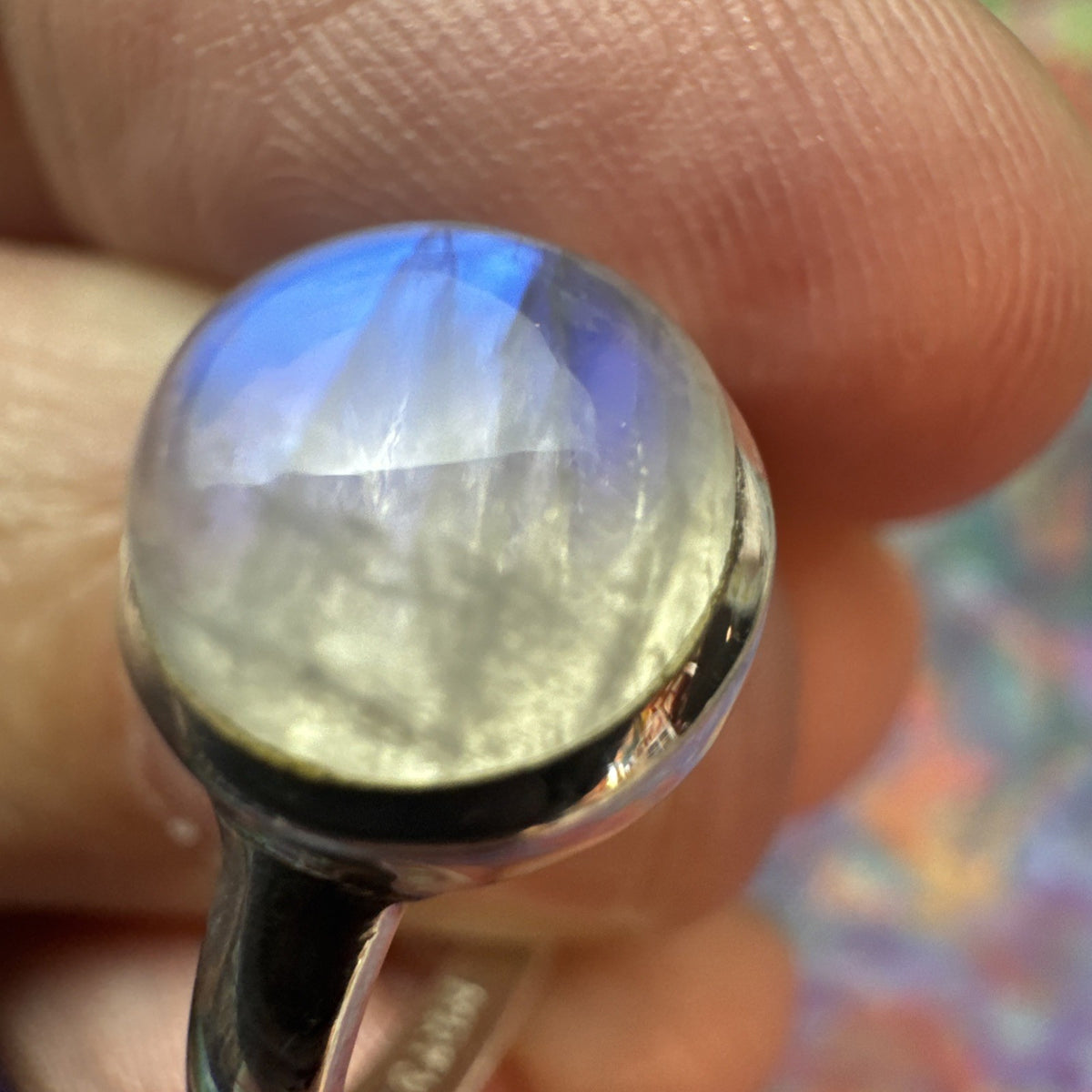Blue Moonstone  925 Sterling Silver Ring Size Q 8.5