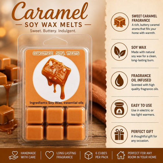 Caramel Soy Wax Melts Handmade Scented | Long Lasting Fragrance