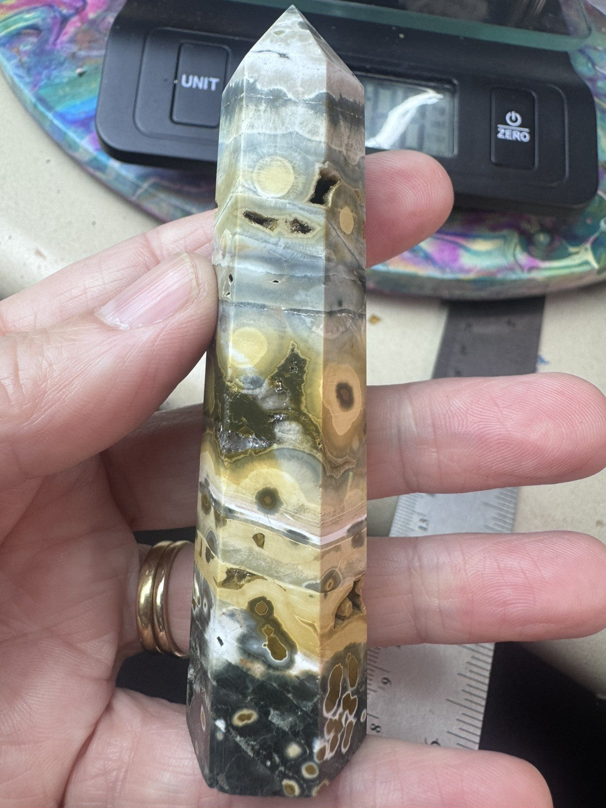 Ocean Jasper Crystal Tower – 90g    Polished Stone reiki meditation