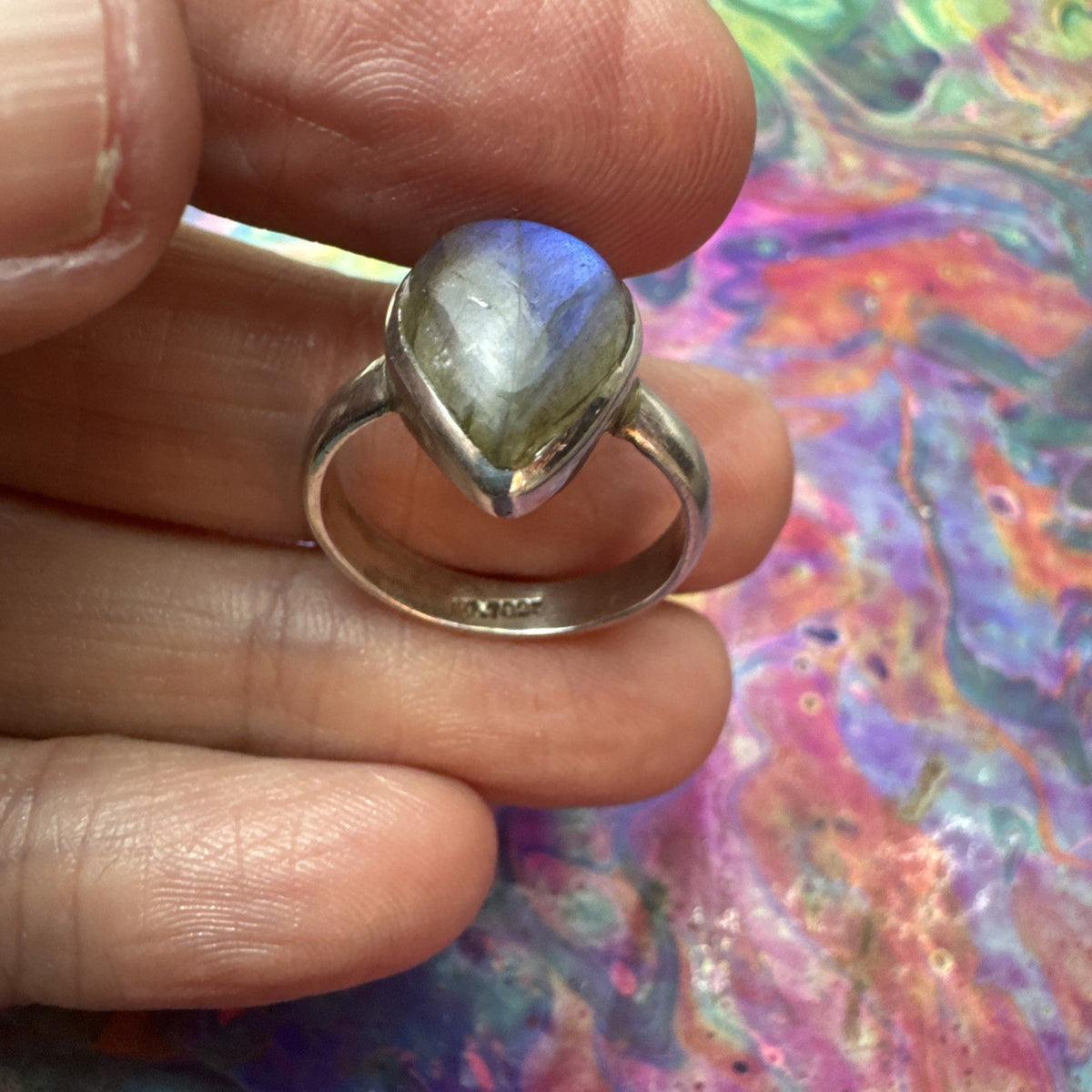 Labradorite 925 Sterling Silver Ring Size P.5 8