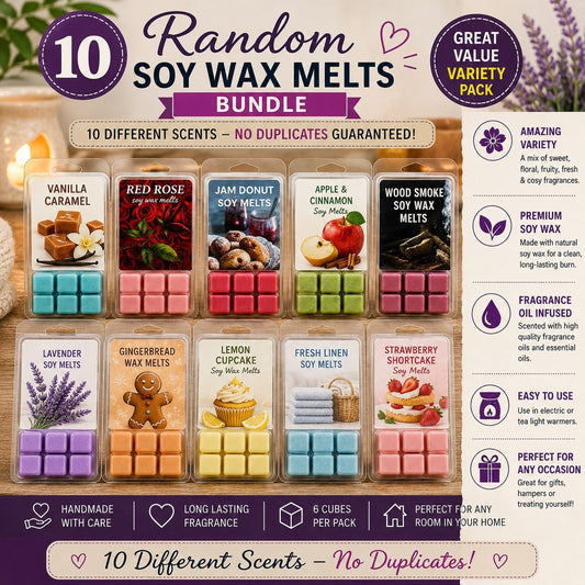 10 Random Soy Wax Melts Bundle – No Duplicates Guaranteed bulk lot