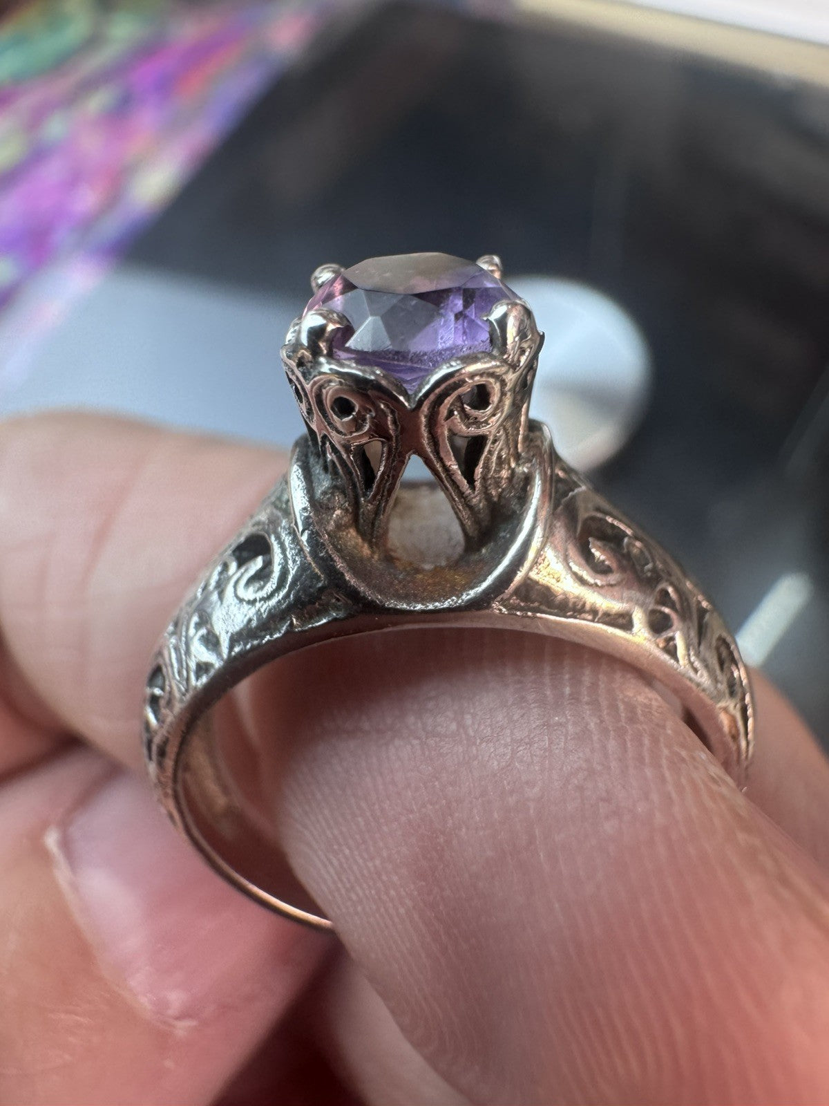 Size 8 Natural Amethyst Ring 925 silver P.5