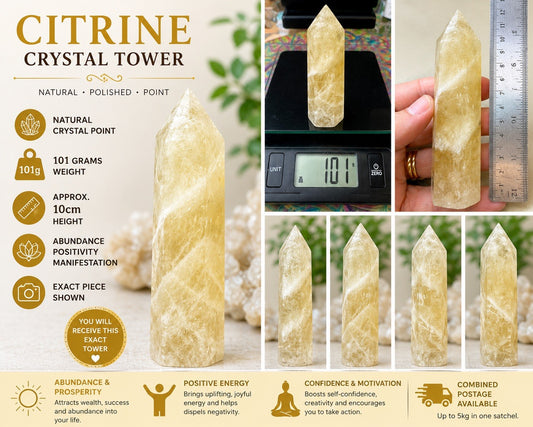 Natural Citrine Crystal Tower – 111g  –  Polished Stone reiki meditation