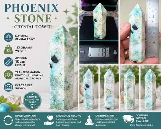 113g Phoenix Stone Crystal Tower  –  Polished Stone reiki meditation