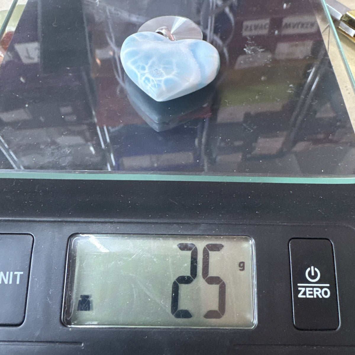 25 Gram 925 Silver Larimar Heart Pendant Handmade In  the Dominican Republic