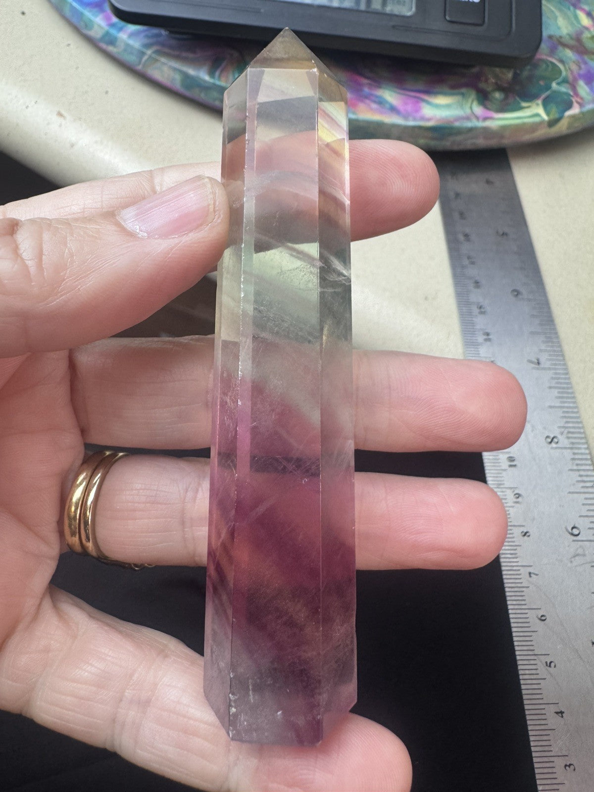 Natural Rainbow Fluorite Tower – 99g  Polished Stone reiki meditation