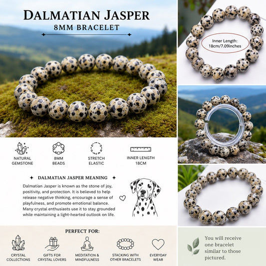 8mm Dalmatian Jasper Bracelet stretch