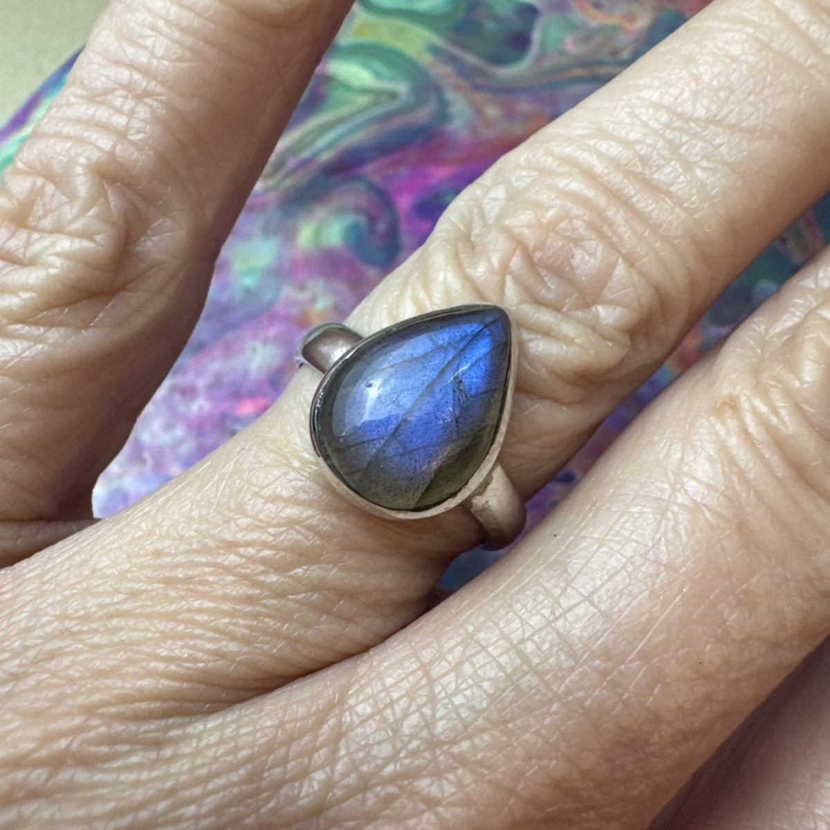 Labradorite 925 Sterling Silver Ring Size P.5 8