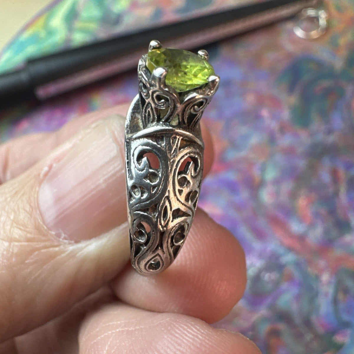 Peridot 925 Sterling Silver Ring Size J 5