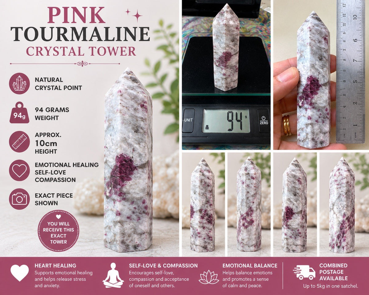 Natural Pink Tourmaline Tower – 94g   Polished Stone reiki meditation