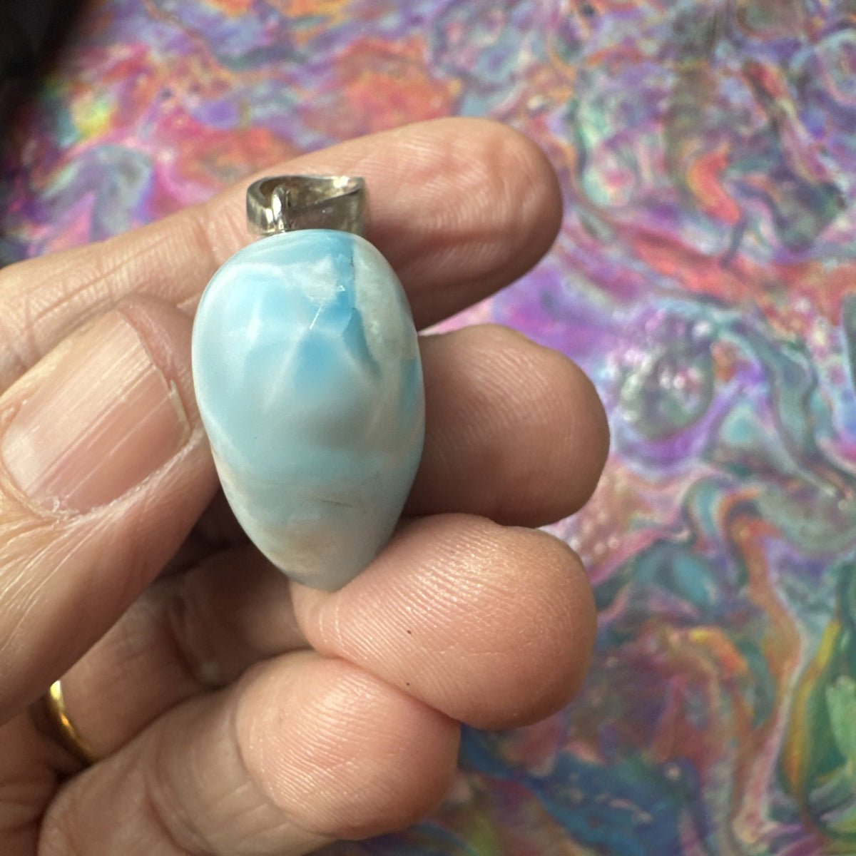 15 Gram 925 Silver Larimar Heart Pendant Handmade In  the Dominican Republic
