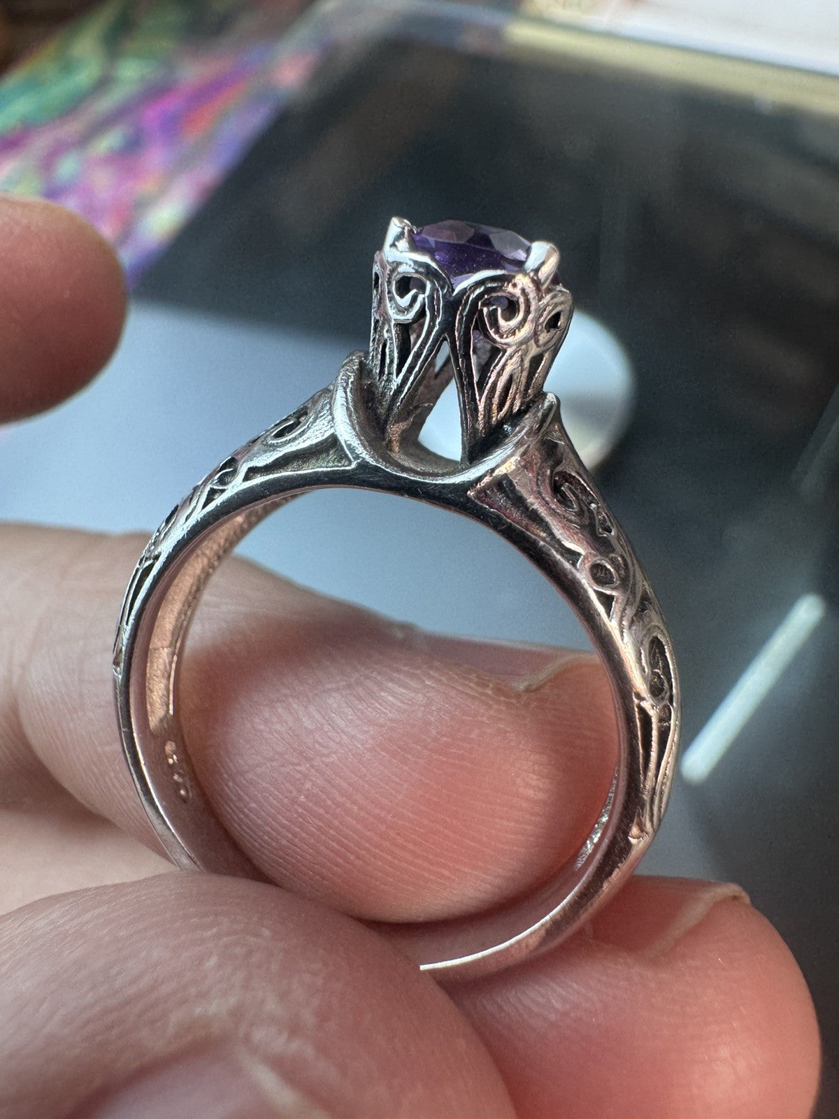 Size 8 Natural Amethyst Ring 925 silver P.5