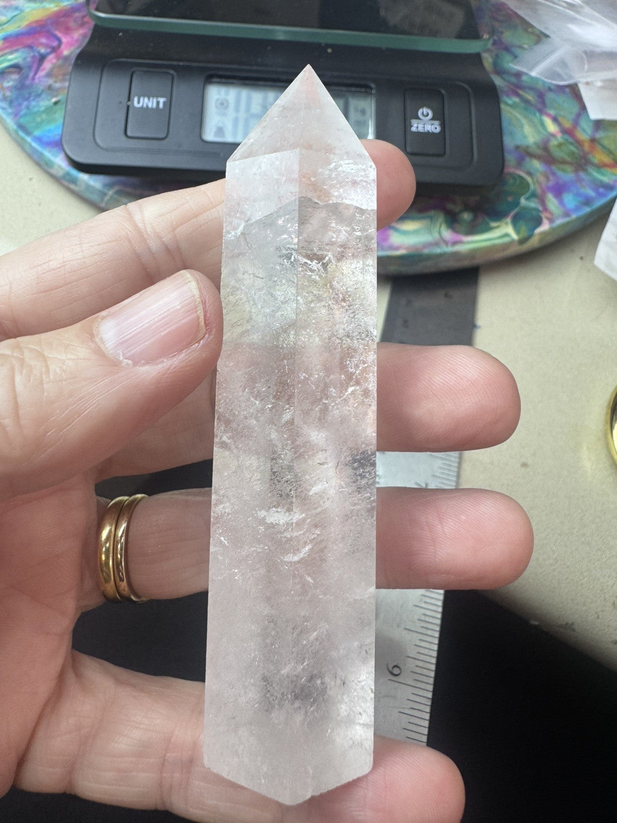 Natural Clear Quartz Crystal Tower – 101g  –  Polished Stone reiki meditation