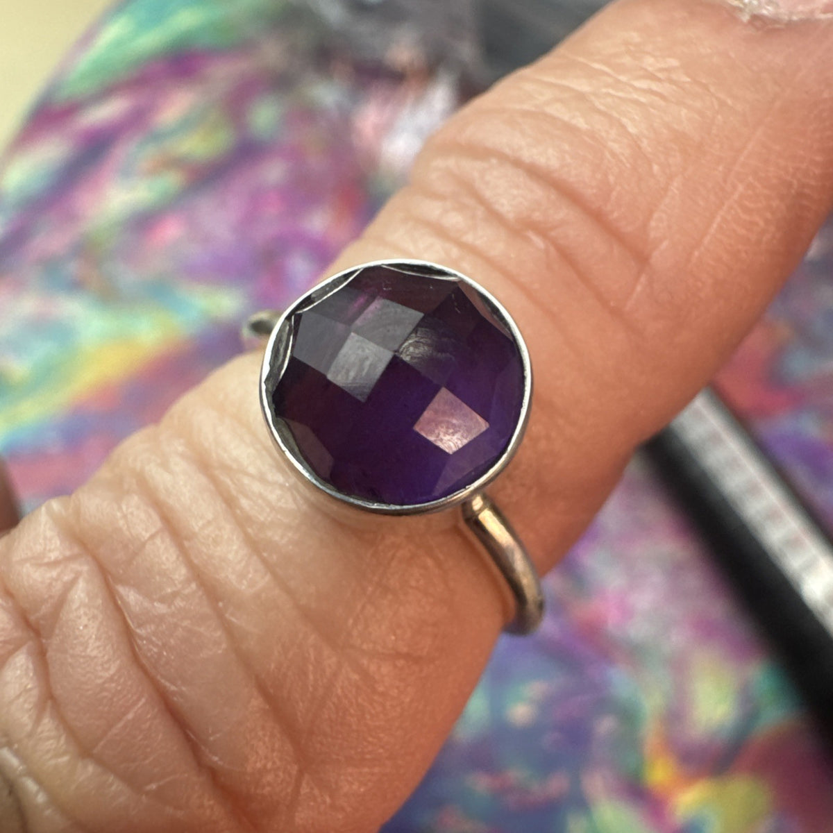 Amethyst 925 Sterling Silver Ring Size J 4.75
