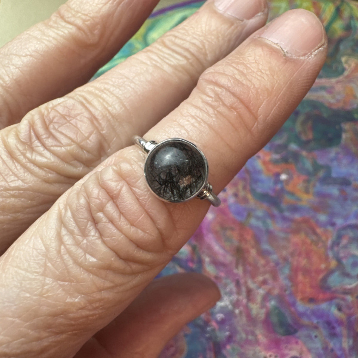 Tormalised Quartz 925 Sterling Silver Ring Size K 5.5