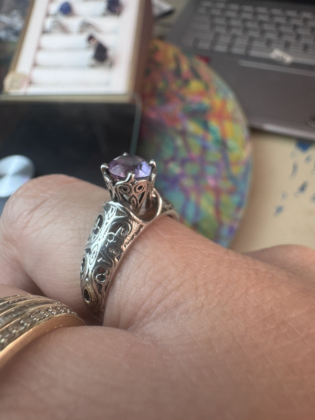 Size 8 Natural Amethyst Ring 925 silver P.5