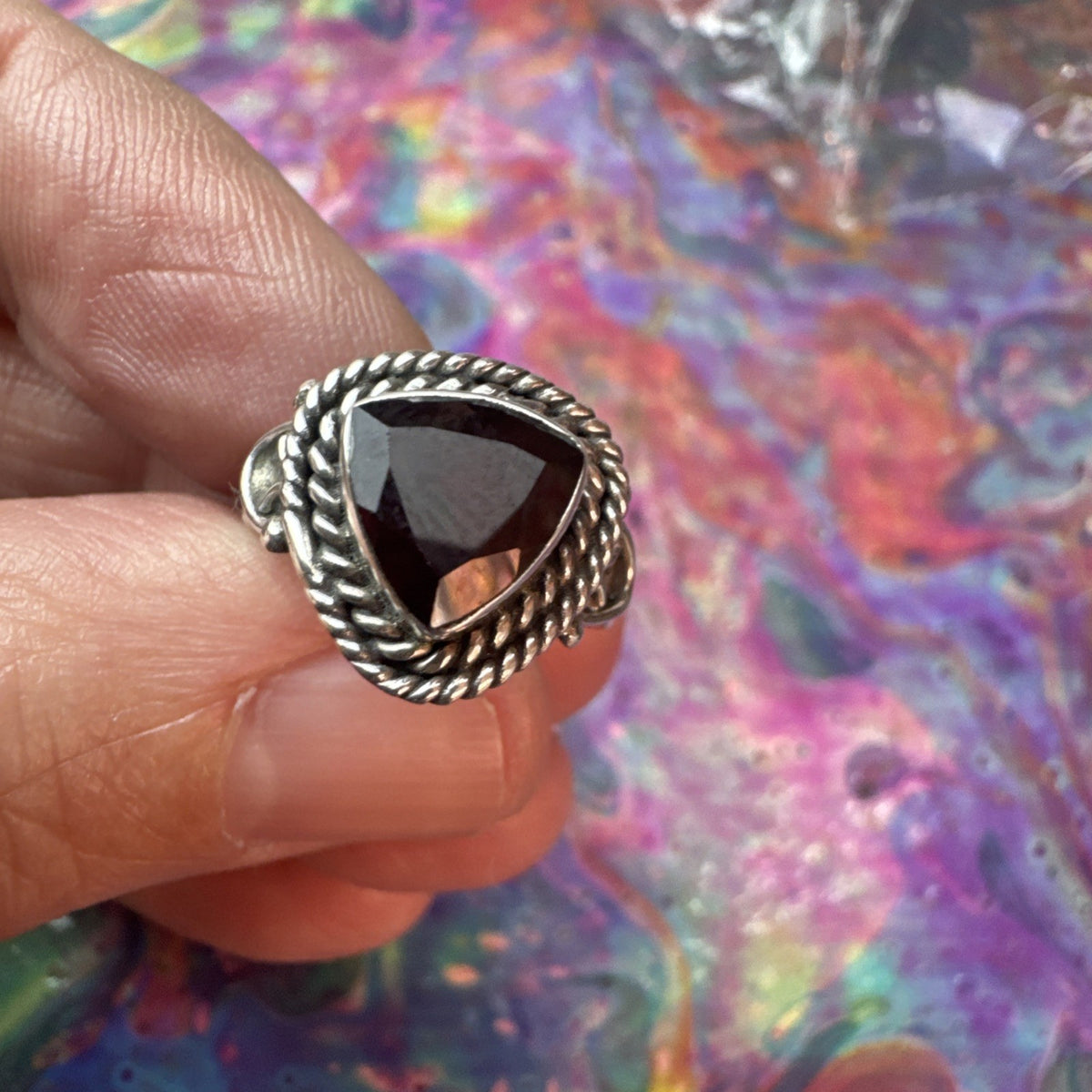 Garnet 925 Sterling Silver Ring Size J 5