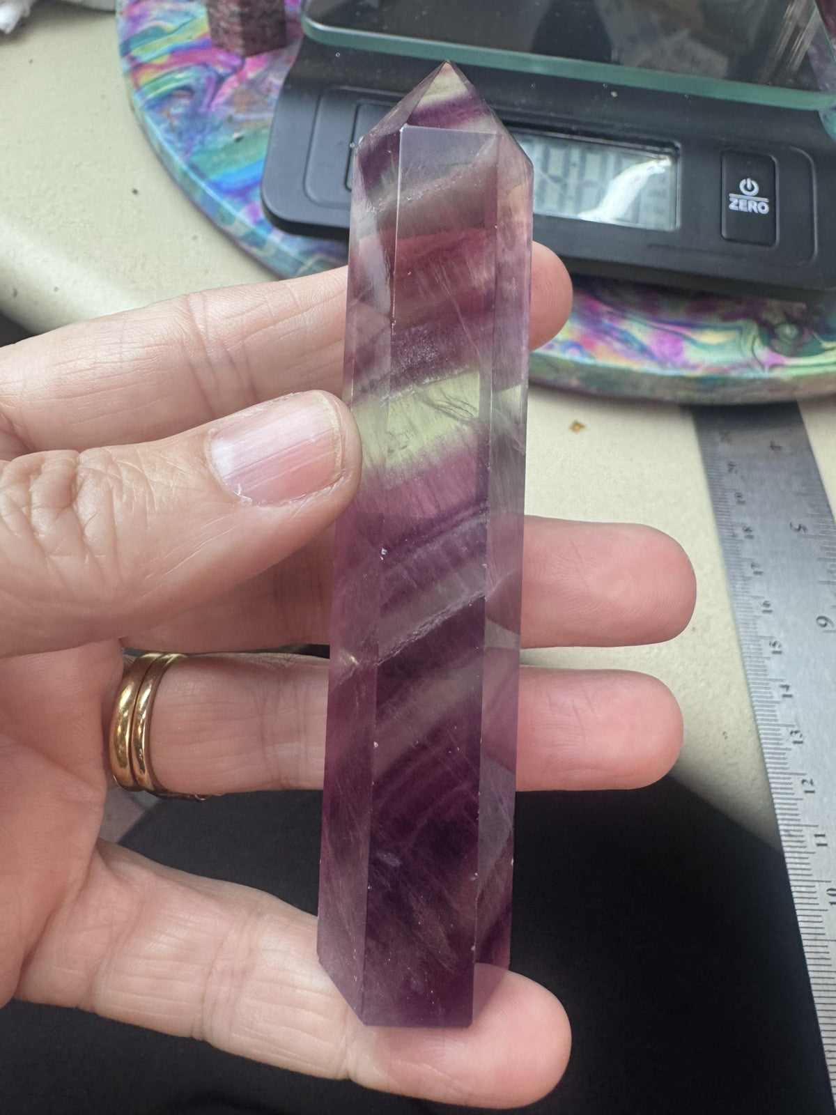 Natural Purple Fluorite Tower – 100g  Polished Stone reiki meditation